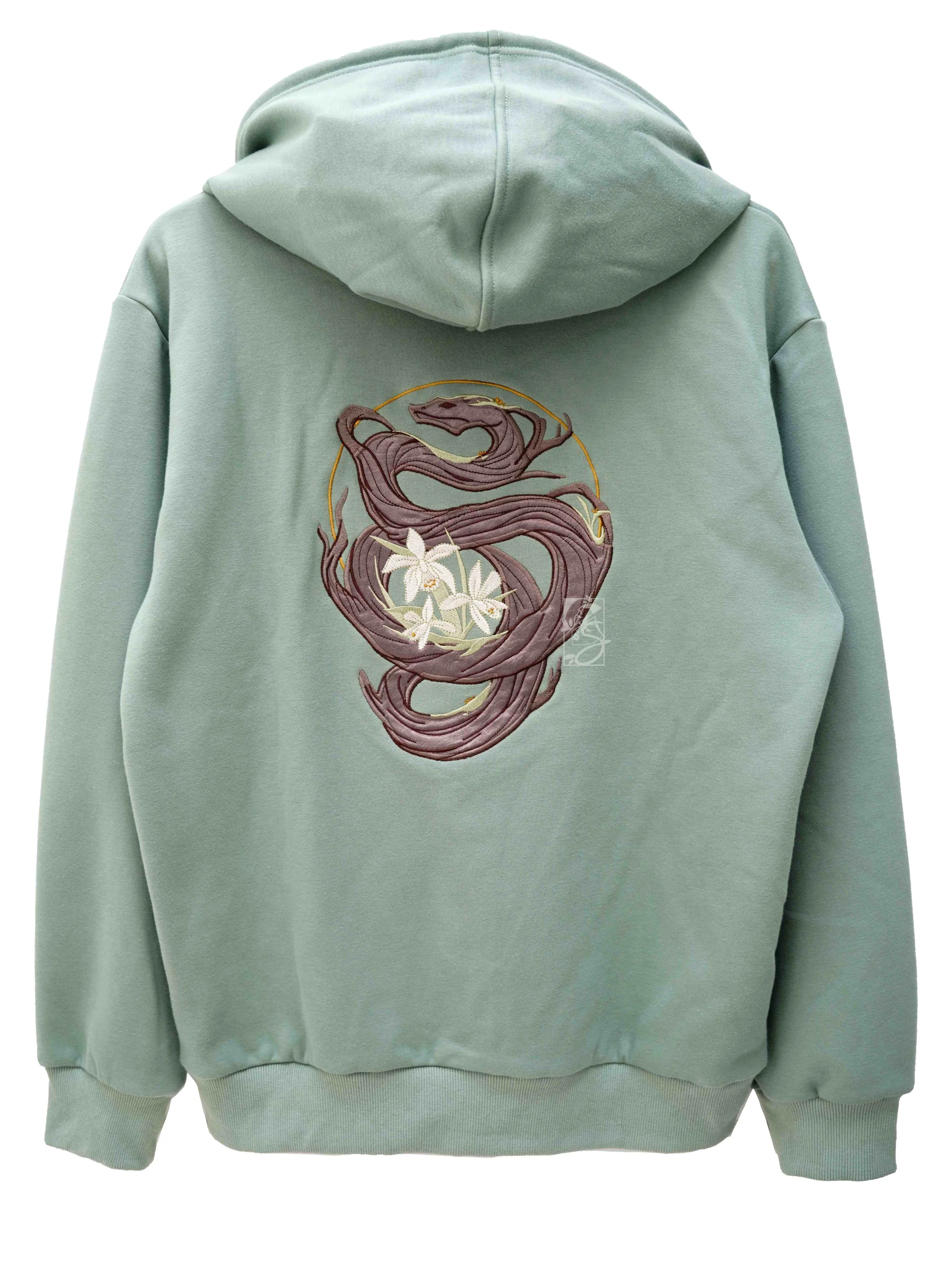 Year of the Snake Sage Green Embroidered Hoodie | Saiyre